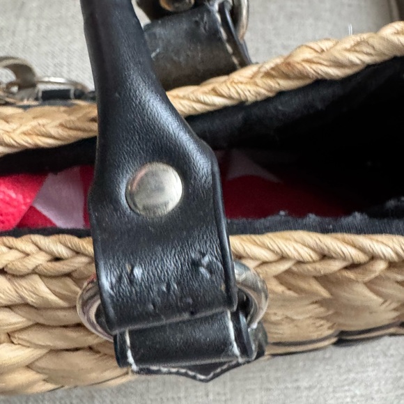 Sun-n-Sand Black and Beige Woven Handbag - Picture 6 of 9